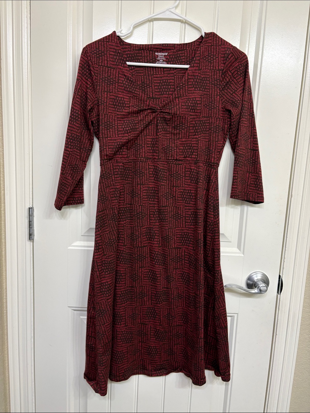 Toad&Co Red and Black Patterned Knee-Length Dress